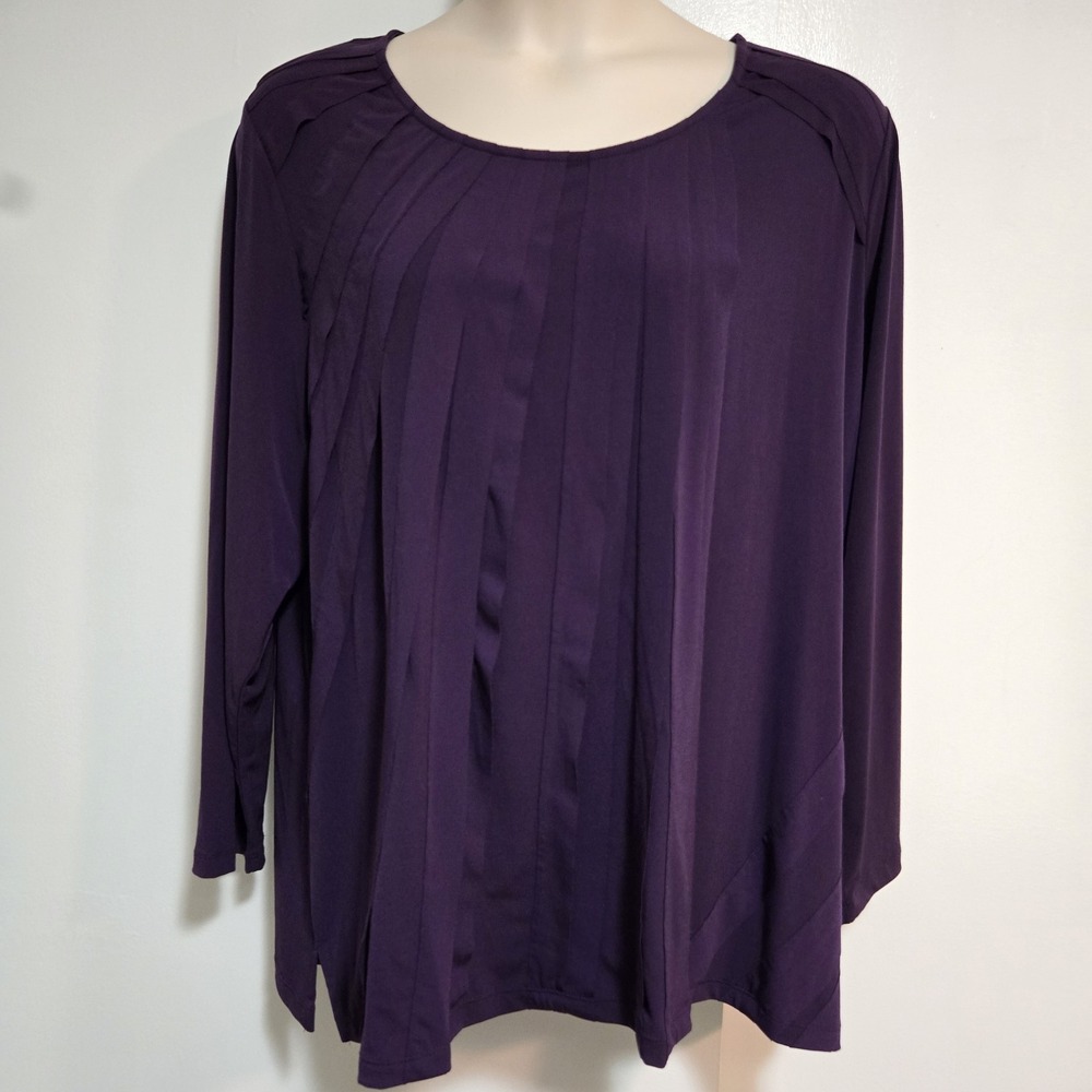 Catherine's Plus Sz 2X (22/24) Deep Purple Pullover Tunic Top with Layer Detail